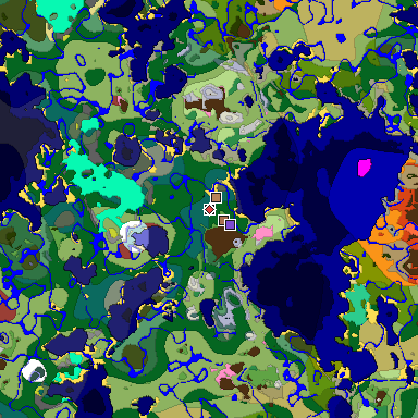 Predicted biome map of Java 26.3 seed 2946256199757159136 around estimated spawn