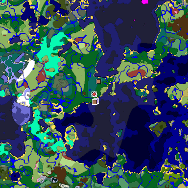 Predicted biome map of Java 26.3 seed 2629827288959673860 around estimated spawn