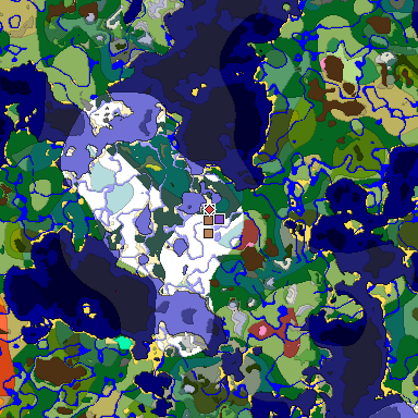 Predicted biome map of Java 26.3 seed -1735498438583369691 around estimated spawn