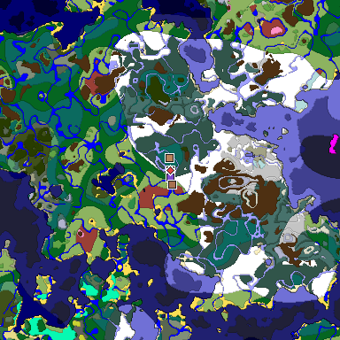 Predicted biome map of Java 26.3 seed -1200078104043374591 around estimated spawn
