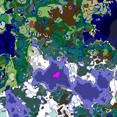 Predicted biome map of Java 26.3 seed 130322529396805257 around estimated spawn