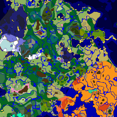 Predicted biome map of Java 26.3 seed 5452253533290970387 around estimated spawn