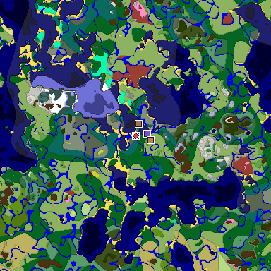 Predicted biome map of Java 26.3 seed -2451699334275987559 around estimated spawn