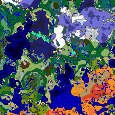 Predicted biome map of Java 26.3 seed -6153119982666557179 around estimated spawn