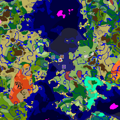 Predicted biome map of Java 26.3 seed 1489406311080271182 around estimated spawn