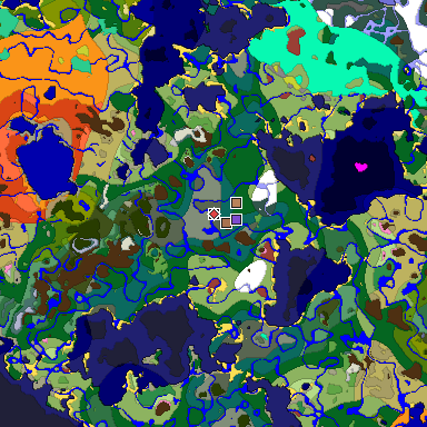 Predicted biome map of Java 26.3 seed 8037991228340334168 around estimated spawn
