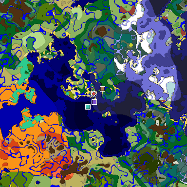 Predicted biome map of Java 26.3 seed 546646583627492806 around estimated spawn
