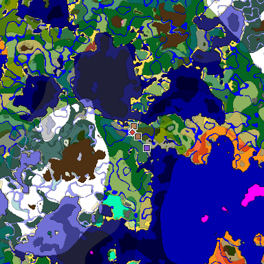 Predicted biome map of Java 26.3 seed 1784792709431658318 around estimated spawn