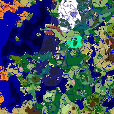Predicted biome map of Java 26.3 seed 5586247755381958472 around estimated spawn