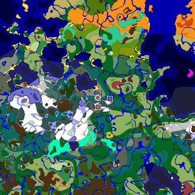 Predicted biome map of Java 26.3 seed -494490217690142348 around estimated spawn