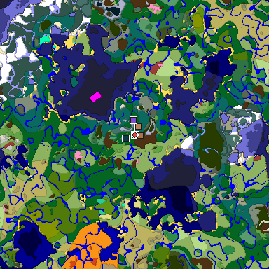 Predicted biome map of Java 26.3 seed -7301331753187269183 around estimated spawn