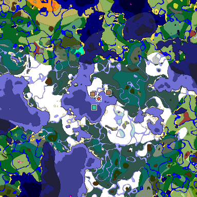 Predicted biome map of Java 26.3 seed -8532352594168981723 around estimated spawn