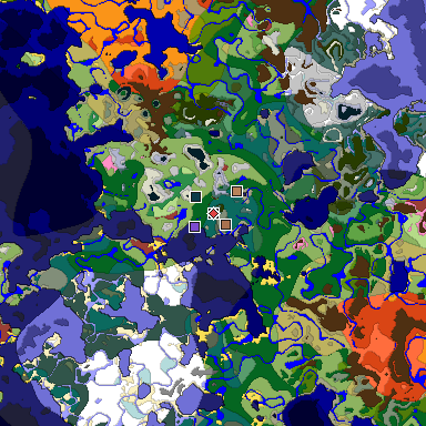 Predicted biome map of Java 26.3 seed 6485672314866321602 around estimated spawn
