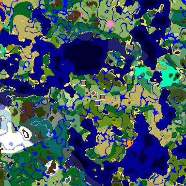 Map of Minecraft seed -7121402612058214781 around spawn