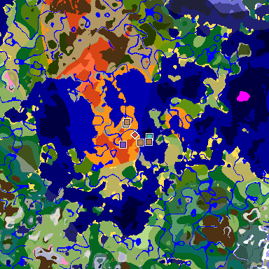 Map of Minecraft seed 7059560130825734385 around spawn