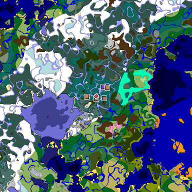 Map of Minecraft seed 4483526398622949214 around spawn