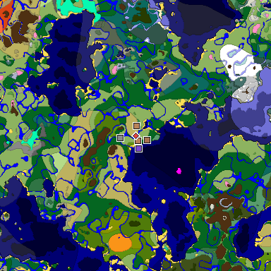 Map of Minecraft seed 4411600647864299517 around spawn