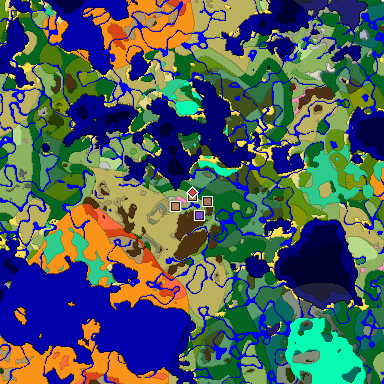 Map of Minecraft seed 5891570800991584045 around spawn