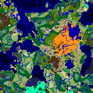 Map of Minecraft seed 7734075959652478438 around spawn