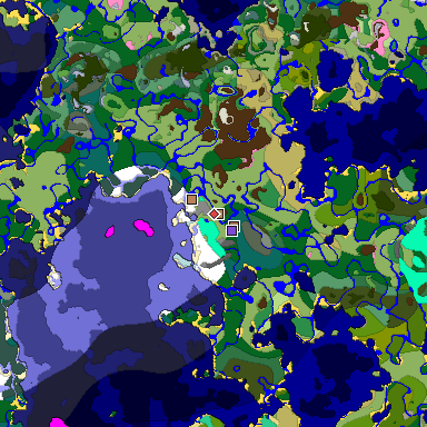 Map of Minecraft seed 5751046901009282906 around spawn