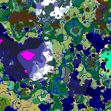 Map of Minecraft seed -2697191217482304720 around spawn