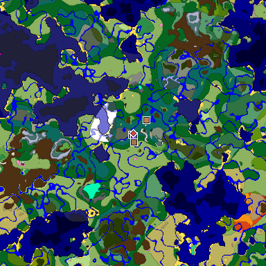 Map of Minecraft seed 1372124431202935549 around spawn