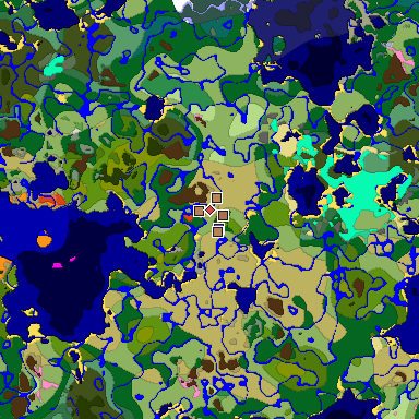 Map of Minecraft seed 2655423513740789054 around spawn