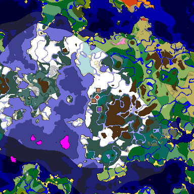 Map of Minecraft seed -8289747370218533937 around spawn