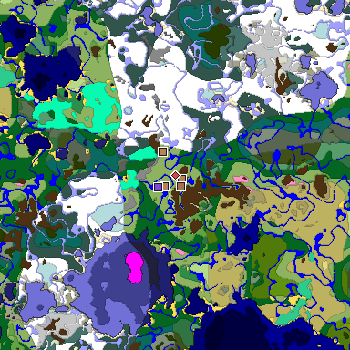Map of Minecraft seed 3684064866499828000 around spawn