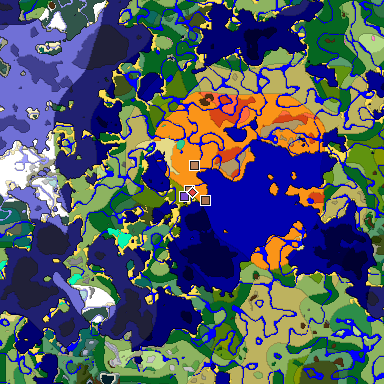 Map of Minecraft seed 934057834785888223 around spawn