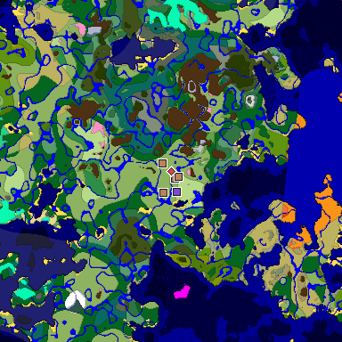 Map of Minecraft seed 8409264034891334576 around spawn