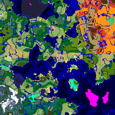 Map of Minecraft seed 2491918891068189831 around spawn