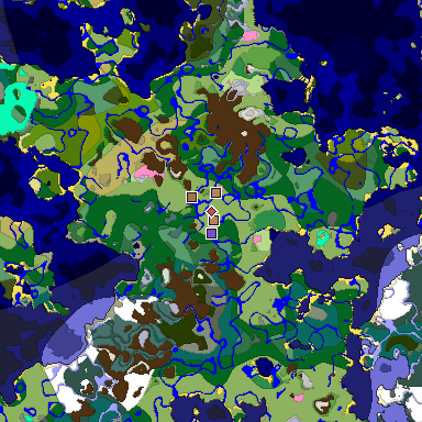 Map of Minecraft seed 5328811648976498090 around spawn
