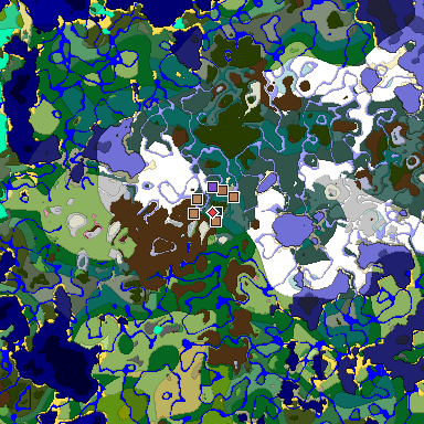 Map of Minecraft seed 7739048924046965829 around spawn