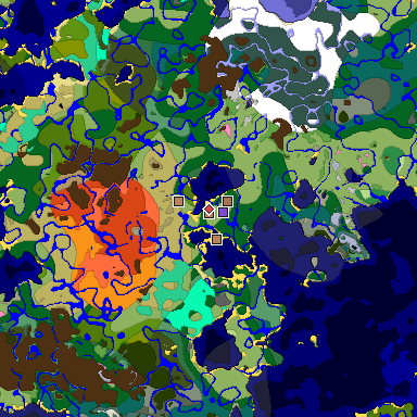Map of Minecraft seed 5710132712938102392 around spawn