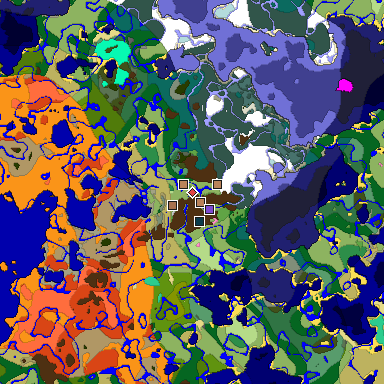 Map of Minecraft seed 2152484935382262365 around spawn