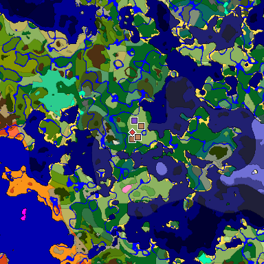 Map of Minecraft seed 1273081641766434879 around spawn