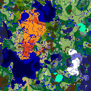 Map of Minecraft seed 693210725700509913 around spawn