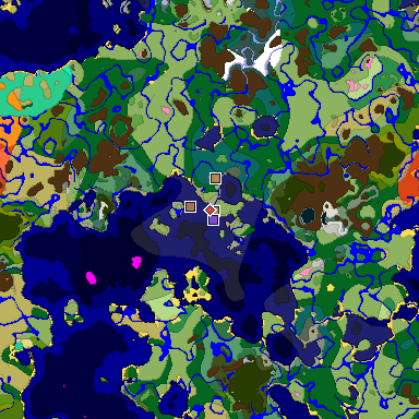Map of Minecraft seed 2676572476433576766 around spawn