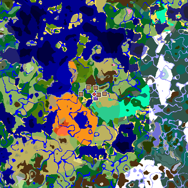 Map of Minecraft seed 5778453264940529149 around spawn