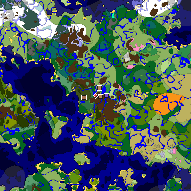 Map of Minecraft seed 9017651239971308406 around spawn