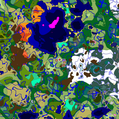 Map of Minecraft seed 7238885950907367058 around spawn
