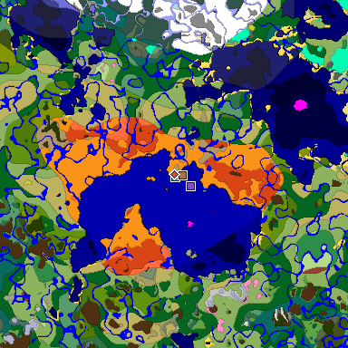 Predicted biome map of Java 26.3 seed -5419116476609285226 around estimated spawn