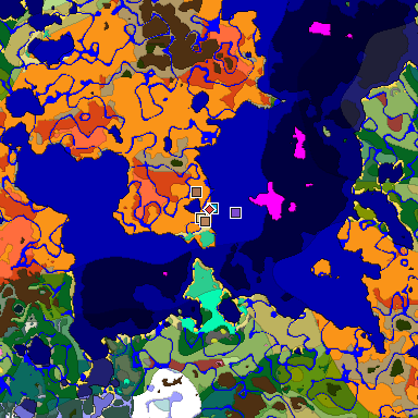 Predicted biome map of Java 26.3 seed -5471784302400456918 around estimated spawn