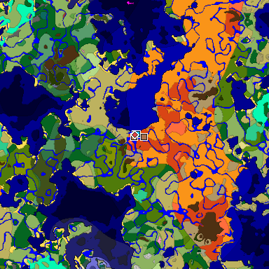 Predicted biome map of Java 26.3 seed -2193005785261899740 around estimated spawn
