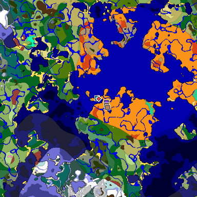 Predicted biome map of Java 26.3 seed 8471974012959876798 around estimated spawn