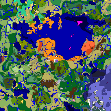 Predicted biome map of Java 26.3 seed 3769392550992330713 around estimated spawn