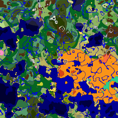 Predicted biome map of Java 26.3 seed -525229452215396177 around estimated spawn