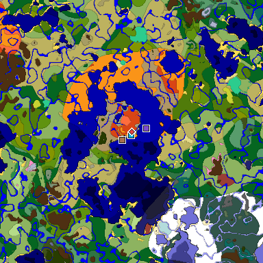 Predicted biome map of Java 26.3 seed -5999620511867179629 around estimated spawn