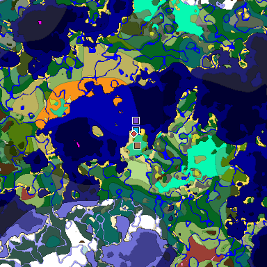 Predicted biome map of Java 26.3 seed 193201891173252176 around estimated spawn